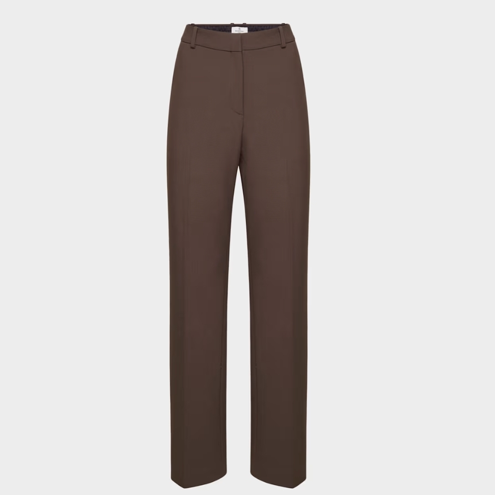 Babaton Chocolate Brown Straight-Leg Trousers